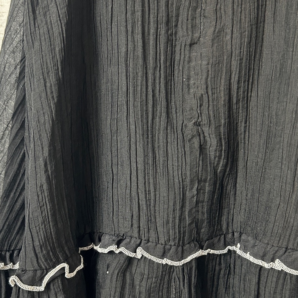 The Vintage Shop Black Mini Dress with White Ties - Picture 6 of 8